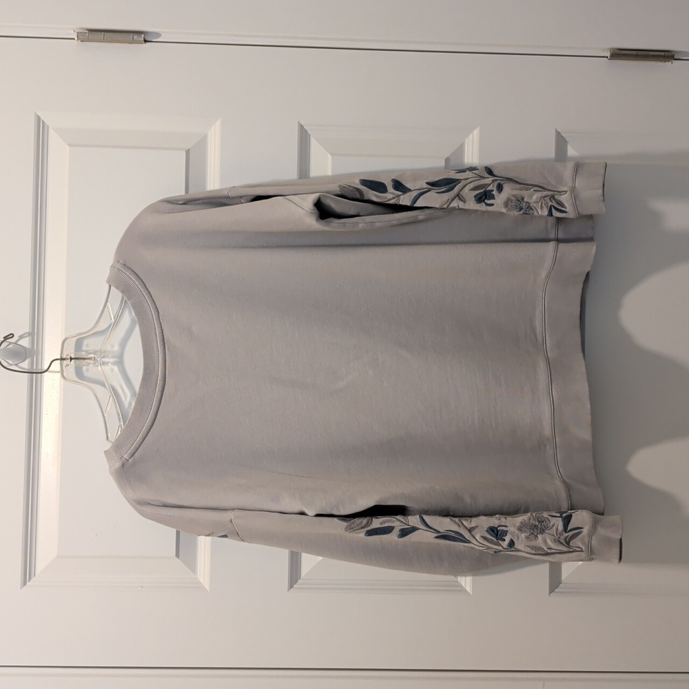 JJill Gray Floral Terry Sweatshirt - Picture 3 of 3